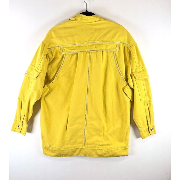 NWT Nocturne Womens Jacket Yellow Button Up Oversized Embellished Long Sleeve XS - Picture 3 of 11